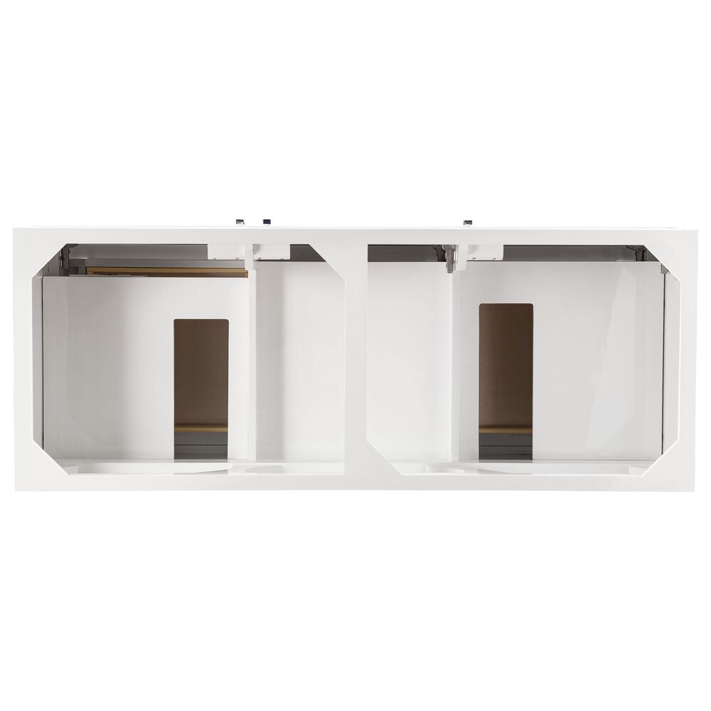 James Martin Vanities Athens 60" Single Bathroom Vanity in Glossy White with 3 cm White Zeus Quartz Top and Rectangular Sink, , large