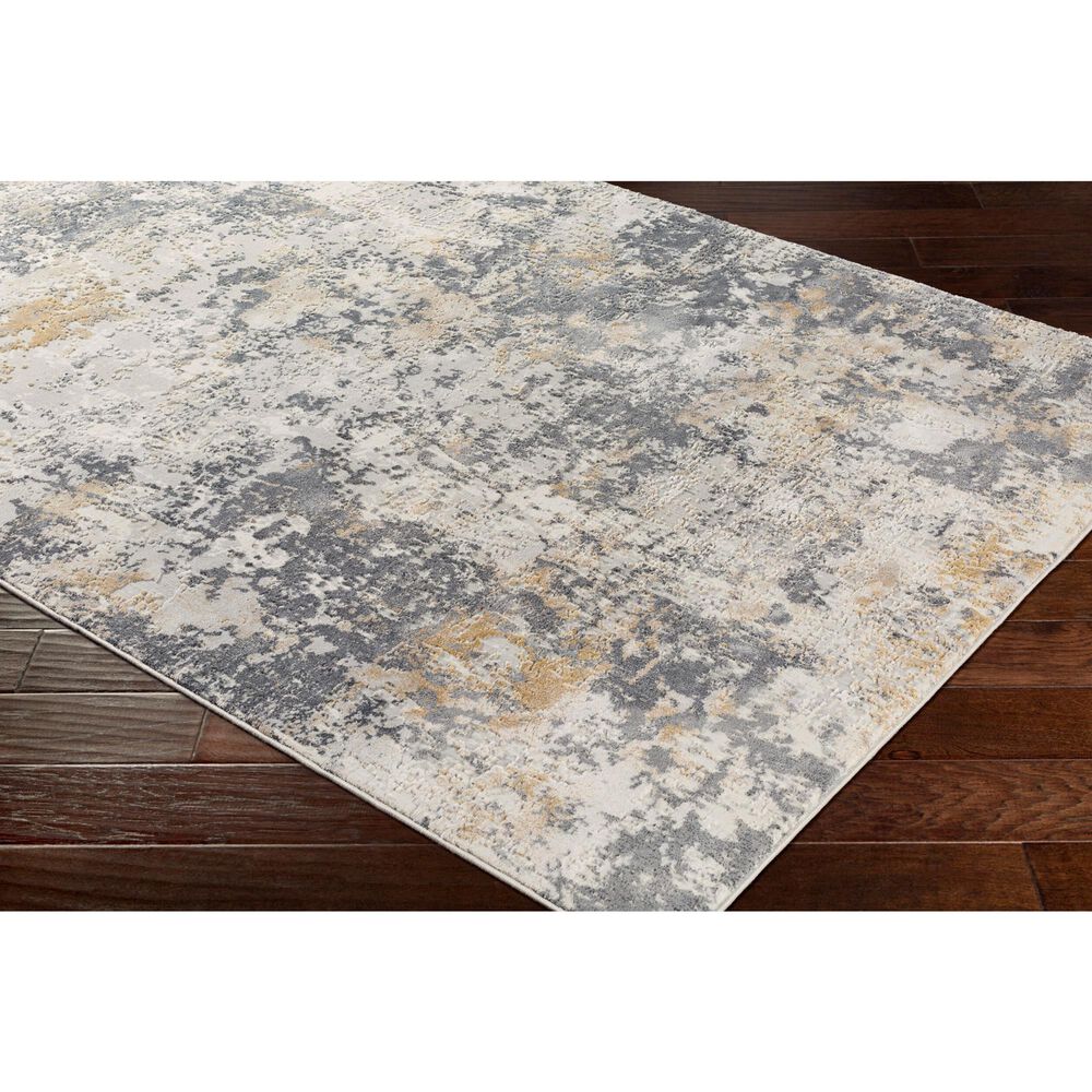 Surya Aisha Charcoal, Gray, Light Gray and Mustard 6&#39;7&quot; x 9&#39;6&quot; Area Rug, , large