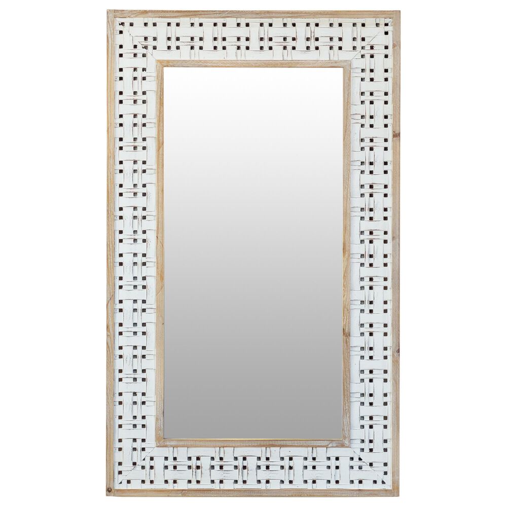 VIP Home and Garden Wood Carved Mirror in Cream and Tan, , large