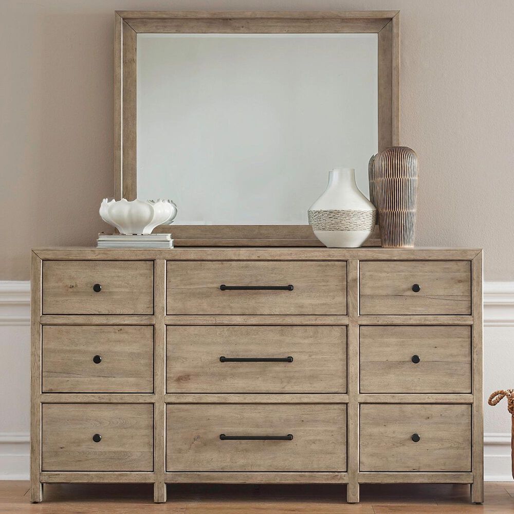 Belle Furnishings Proximity Place 9-Drawer Dresser and Mirror in Barley Buff, , large