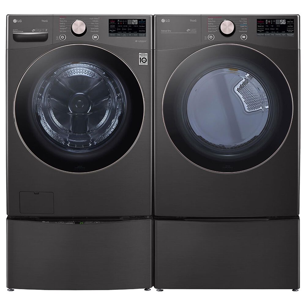LG 4.5 Cu. Ft. Front Load Washer and 7.4 Cu. Ft. Electric Dryer with TurboWash 360 Laundry Pair in Black Steel, , large