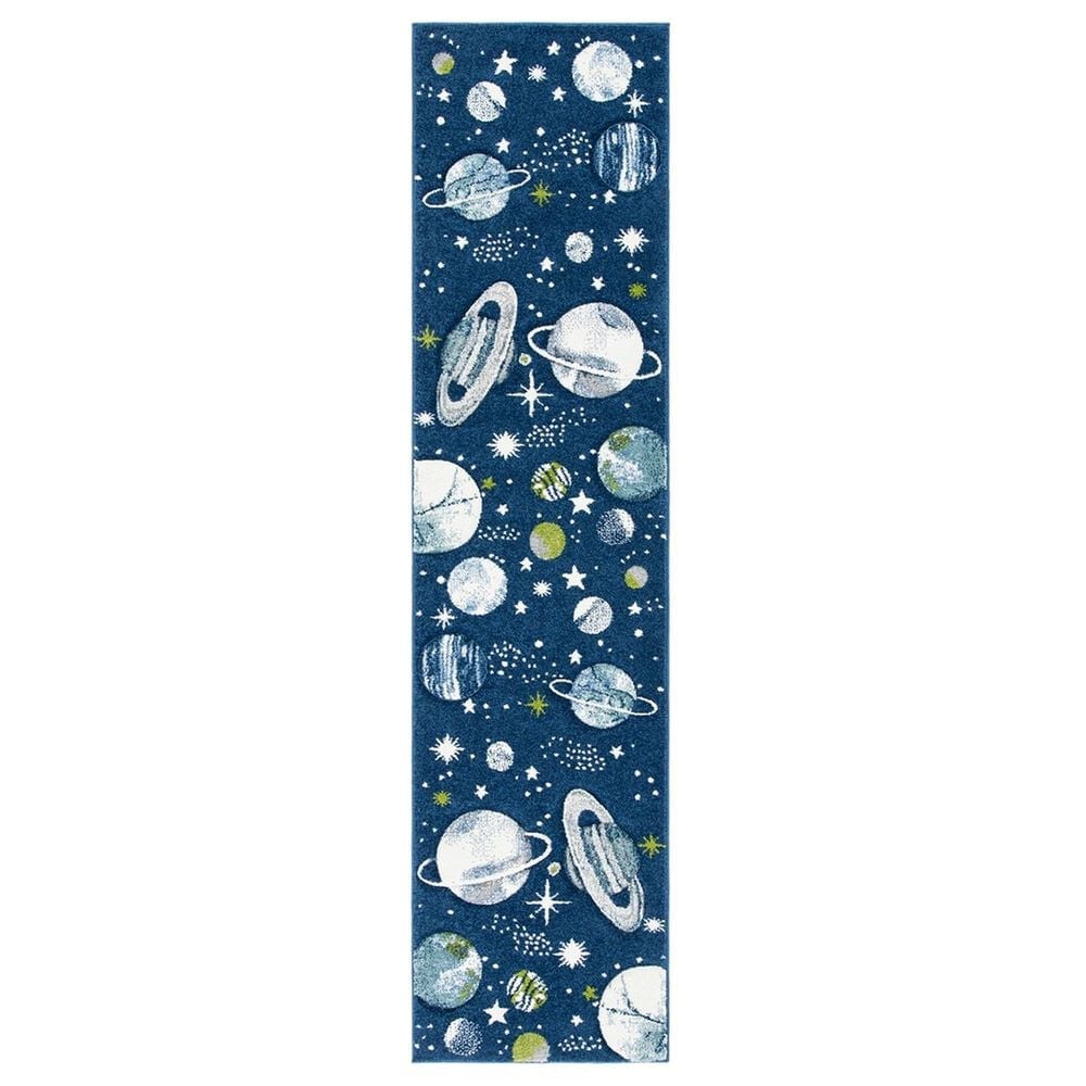 Safavieh Carousel CRK103 2" x 8" Navy and Ivory Kids Runner, , large