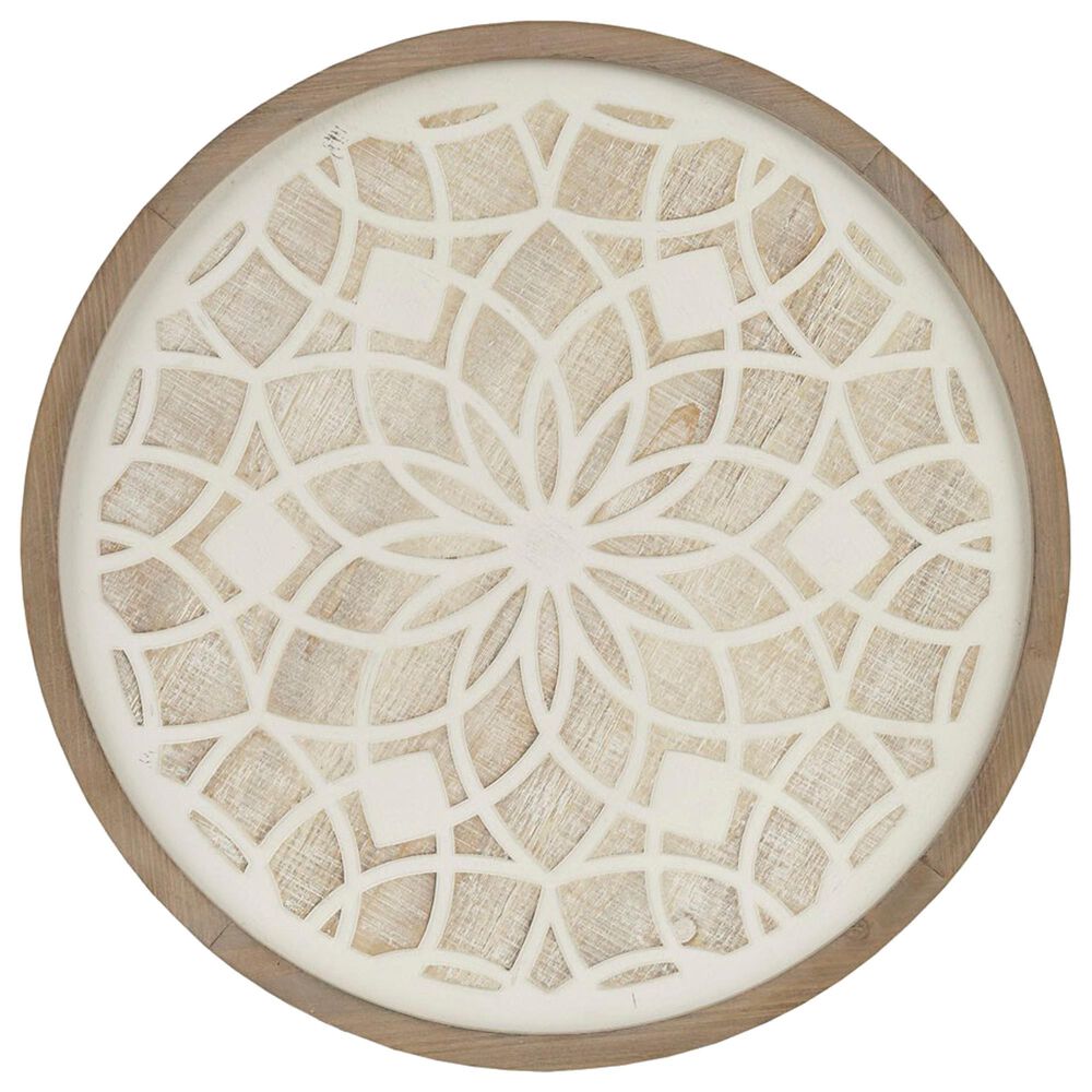 Hampton Park Leah 27" Round Medallion Wall Decor in Natural and White, , large