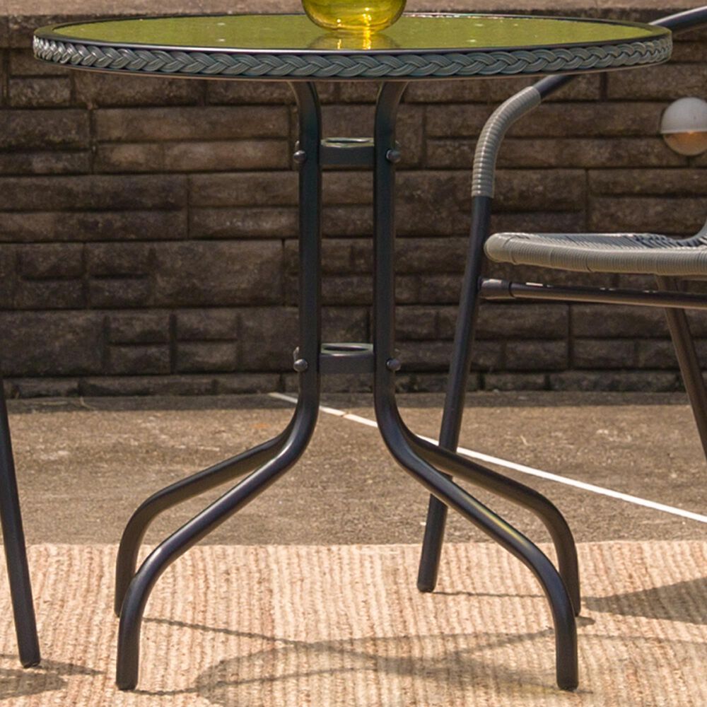 Flash Furniture 28"" Tempered Glass Metal Round Table in Black and Gray, , large