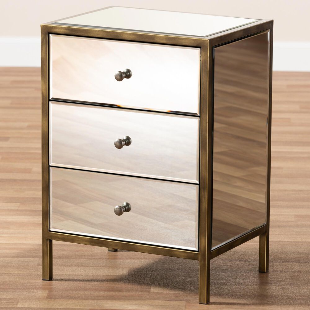 Baxton Studio Nouria 3-Drawer End Table in Silver, , large