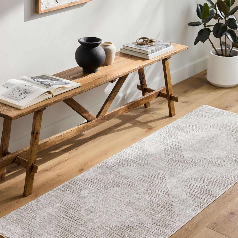 Surya Masterpiece Light Sage, Medium Gray and Cream 2&#39;7&quot; x 7&#39;3&quot; Runner, , large