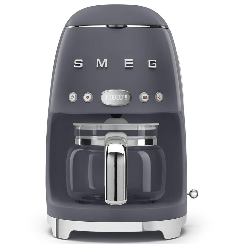SMEG 47.34 Oz Drip Coffee Maker in Slate Gray and Polished Chrome, , large