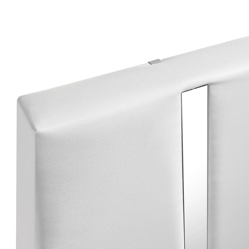 New Heritage Europa King Upholstered Panel Bed with Lighting in White, , large
