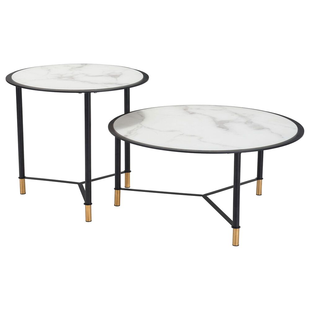 Zuo Modern Davis Coffee Table in Black, White, Black and Gold &#40;Set of 2&#41;, , large