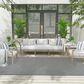 Nourison Courtyard Ivory and Blue 6" x 9" Indoor/Outdoor Area Rug, , large