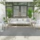Nourison Courtyard Ivory and Blue 6" x 9" Indoor/Outdoor Area Rug, , large