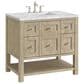 James Martin Vanities Breckenridge 36" Single Vanity in Whitewashed Oak with 3 cm Carrara White Marble Top, , large
