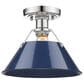 Golden Lighting Orwell CH Flush Mount in Chrome with Navy Blue Shade, , large