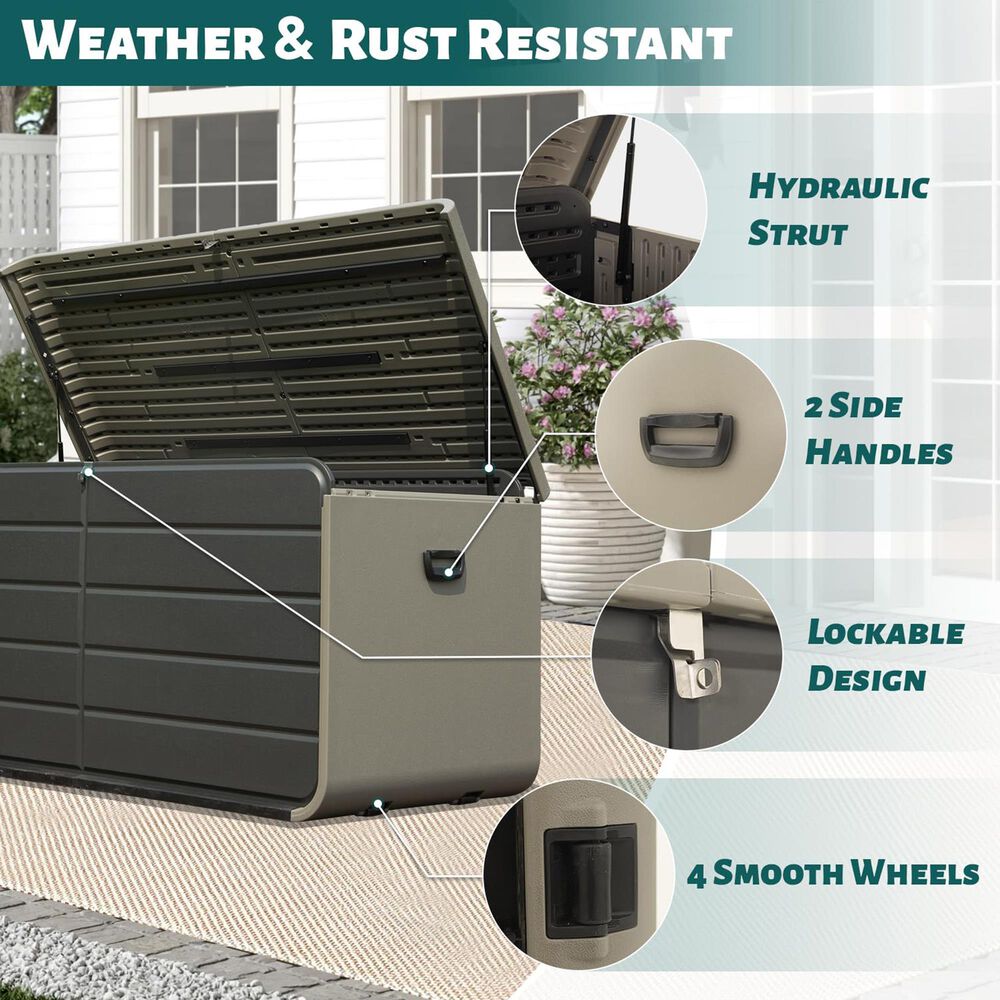 HOMLUX 200-Gallon Outdoor Storage Deck Box in Gray, , large