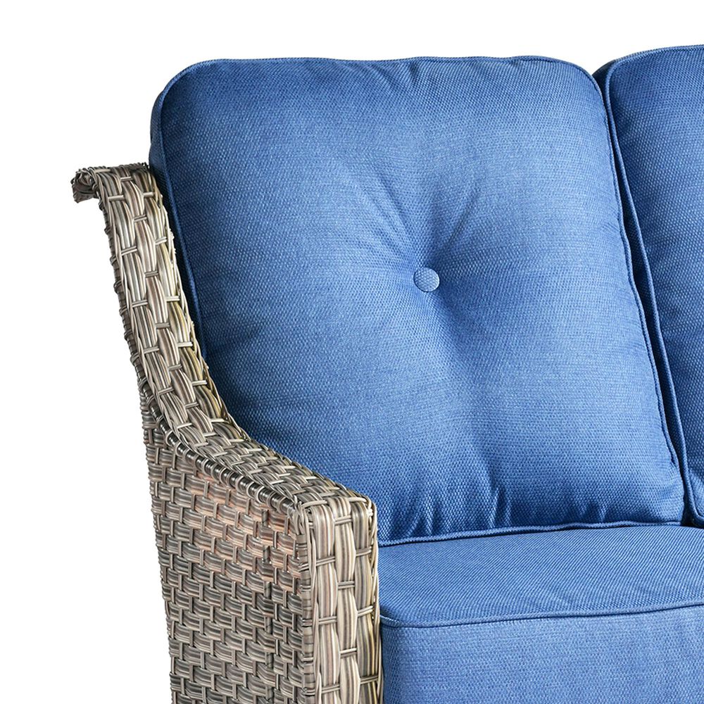 HOMLUX Outdoor Rattan Loveseat with Ergonomic in Diamond Blue, , large