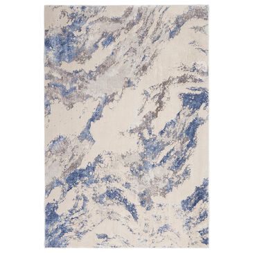 Nourison Silky Textures SLY03 5"3" x 7"3" Blue, Ivory and Grey Area Rug, , large
