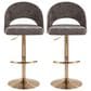 LumiSource Renee Adjustable Swivel Bar Stool with Dark Grey Fabric Upholstery in Gold (Set of 2), , large