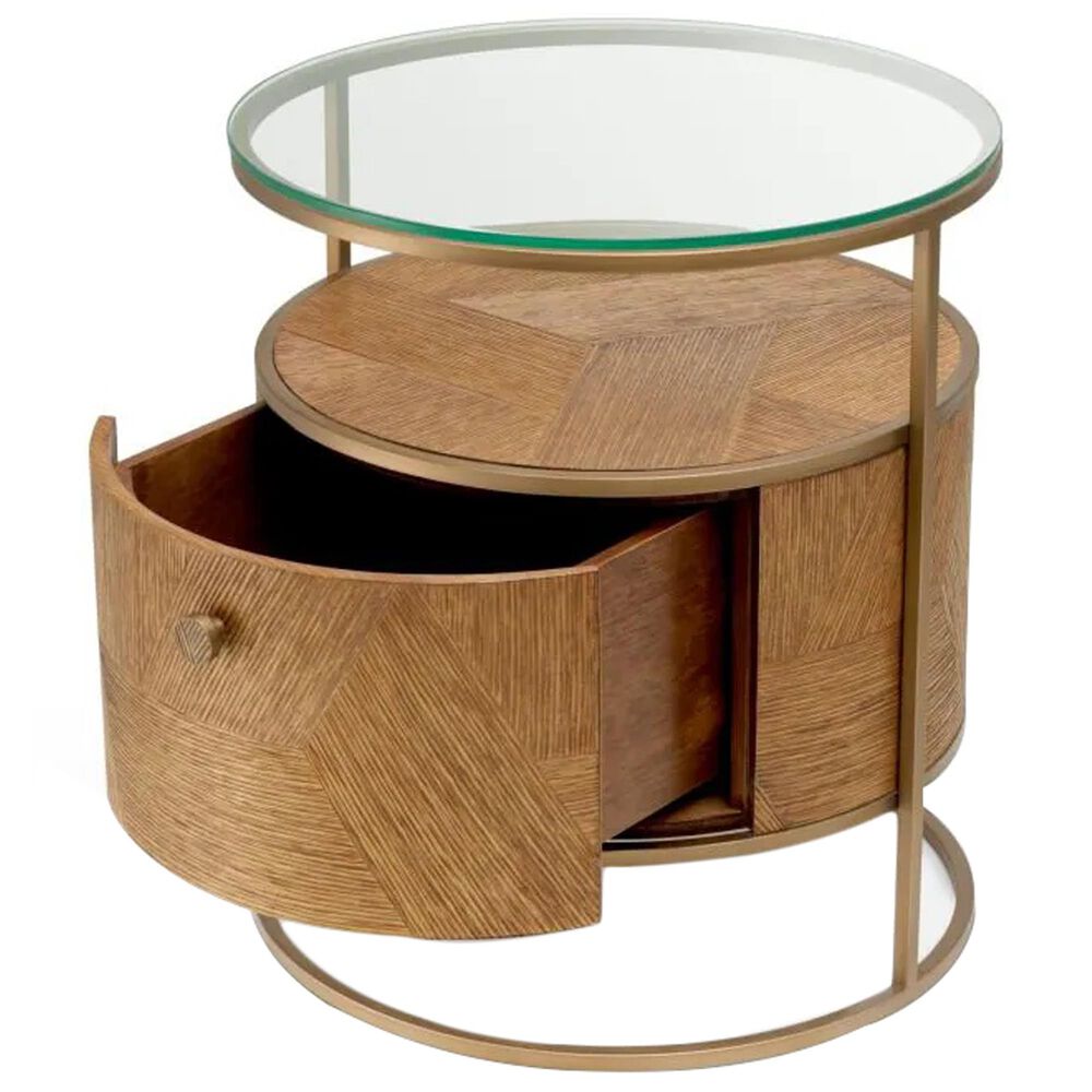 Eichholtz Velutto 1 Drawer Nightstand in Caramel and Brushed Brass, , large
