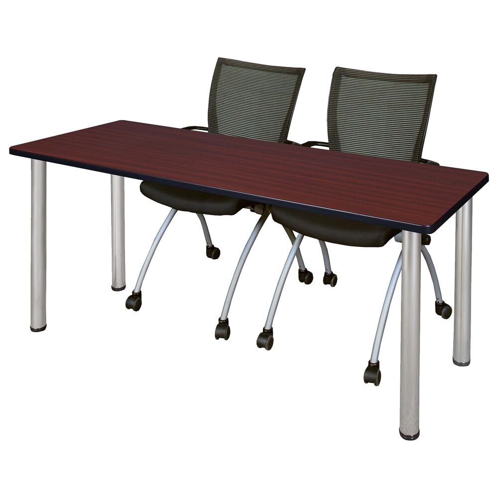 Regency Global Sourcing Kee 3-Piece Training Table Set in Mahogany/ Chrome/ Black, , large