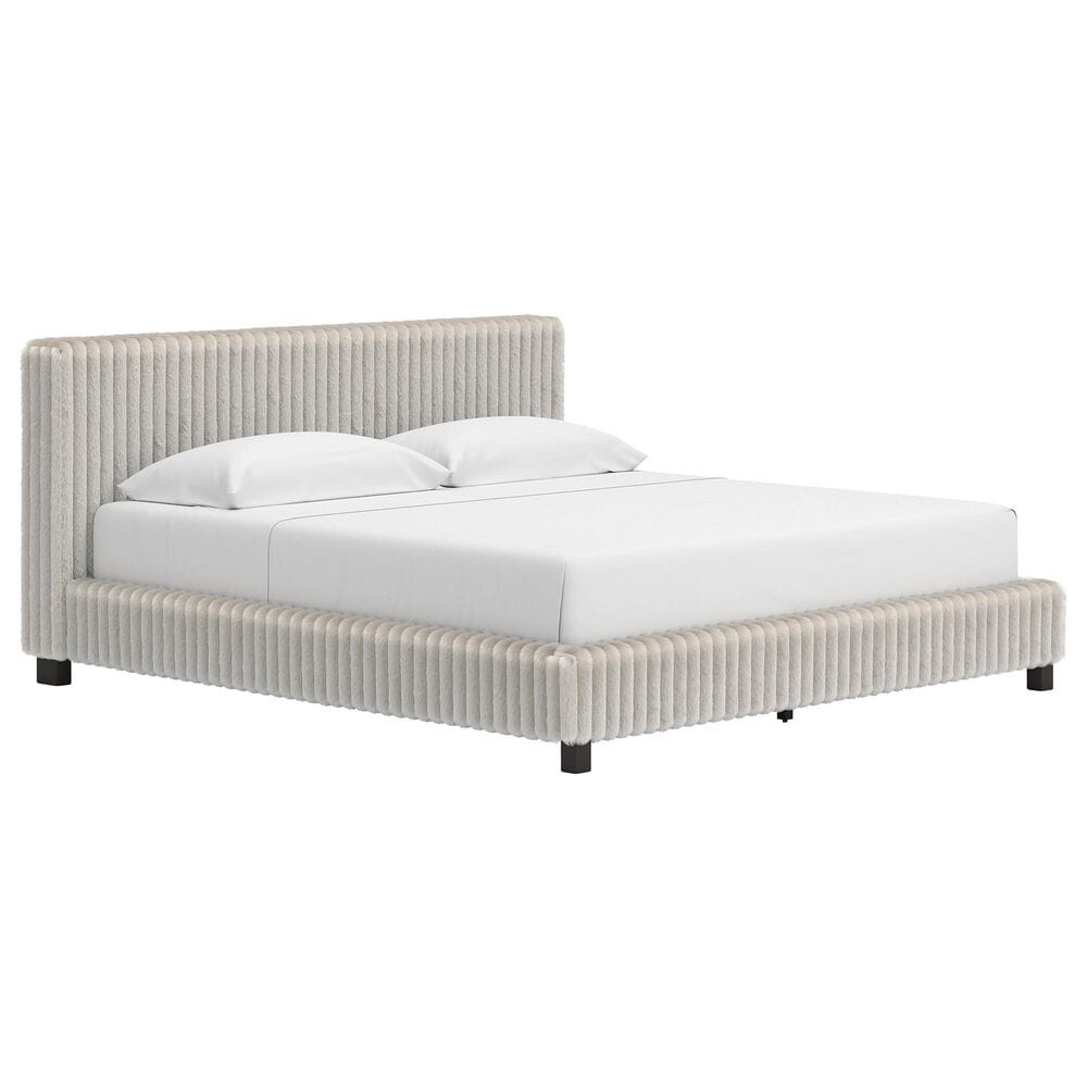 Ashley Zuraleus 4-Piece King Upholstered Platform Bedroom Set in Matte White, , large