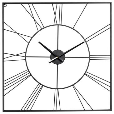 Maple and Jade Open Frame Square Decorative Wall Clock in Matte Black, , large