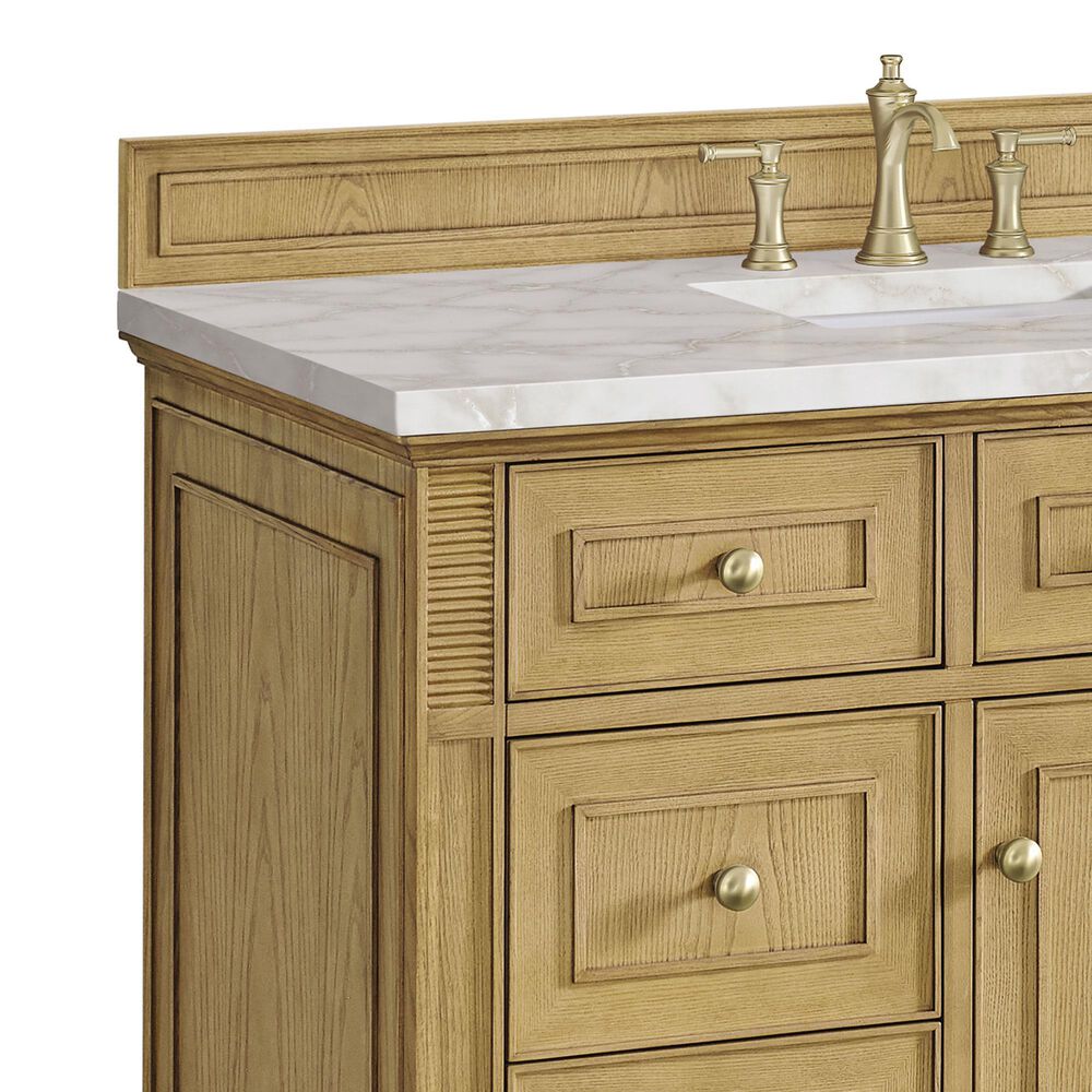 James Martin Vanities Lorelai 48&quot; Single Vanity in Light Natural Oak with 3 cm Victorian Silver Quartz Top, , large
