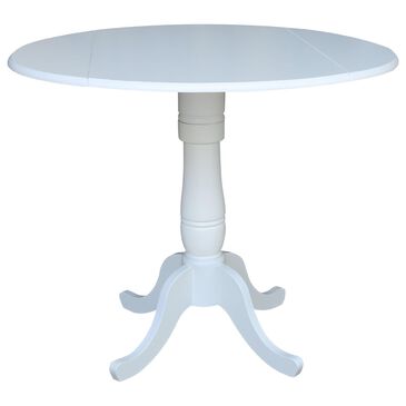 International Concepts 42" Round Drop-Leaf Pedestal Table in Pure White, , large