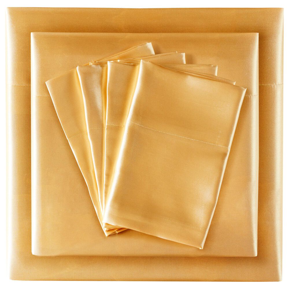 Hampton Park Satin 6-Piece King Sheet Set in Gold, , large