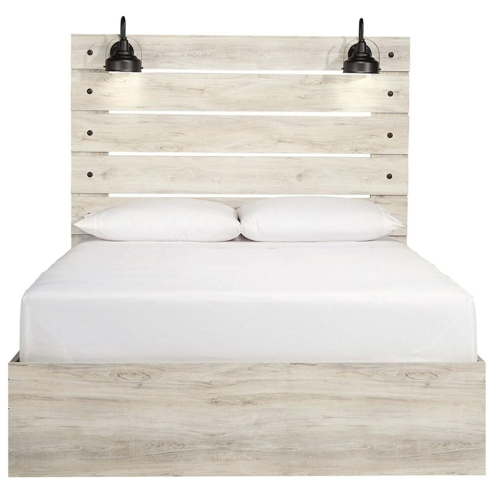 Ashley Cambeck Queen Panel Bed in Whitewash with Lighting, , large