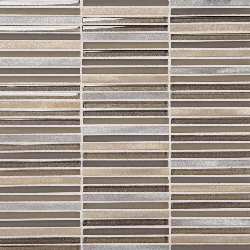 Dal-Tile Lucent Skies Crimson Dusk 3/8" x 4" on 12" x 12" Glass and Aluminum Mosaic Sheet, , large