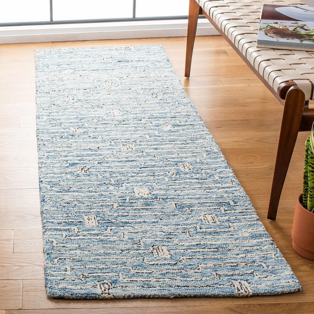 Safavieh Micro-Loop MLP178M 2&#39;3&quot; x 7&#39; Light Blue and Ivory Runner, , large