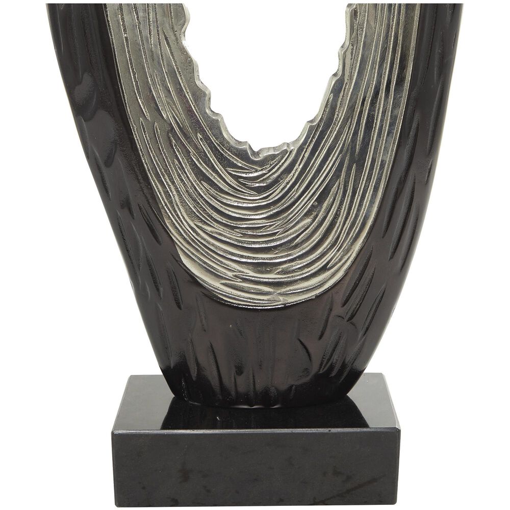 Maple and Jade Abstract Teardrop Decorative Sculpture in Satin Black and Silver, , large