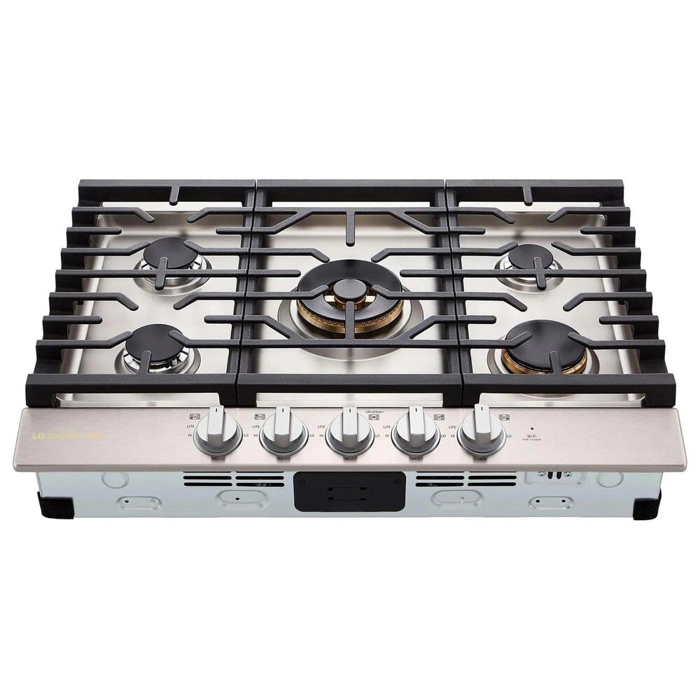 LG Studio Signature 30" Gas Cooktop with EasyClean and UltraHeat in Stainless Steel, , large
