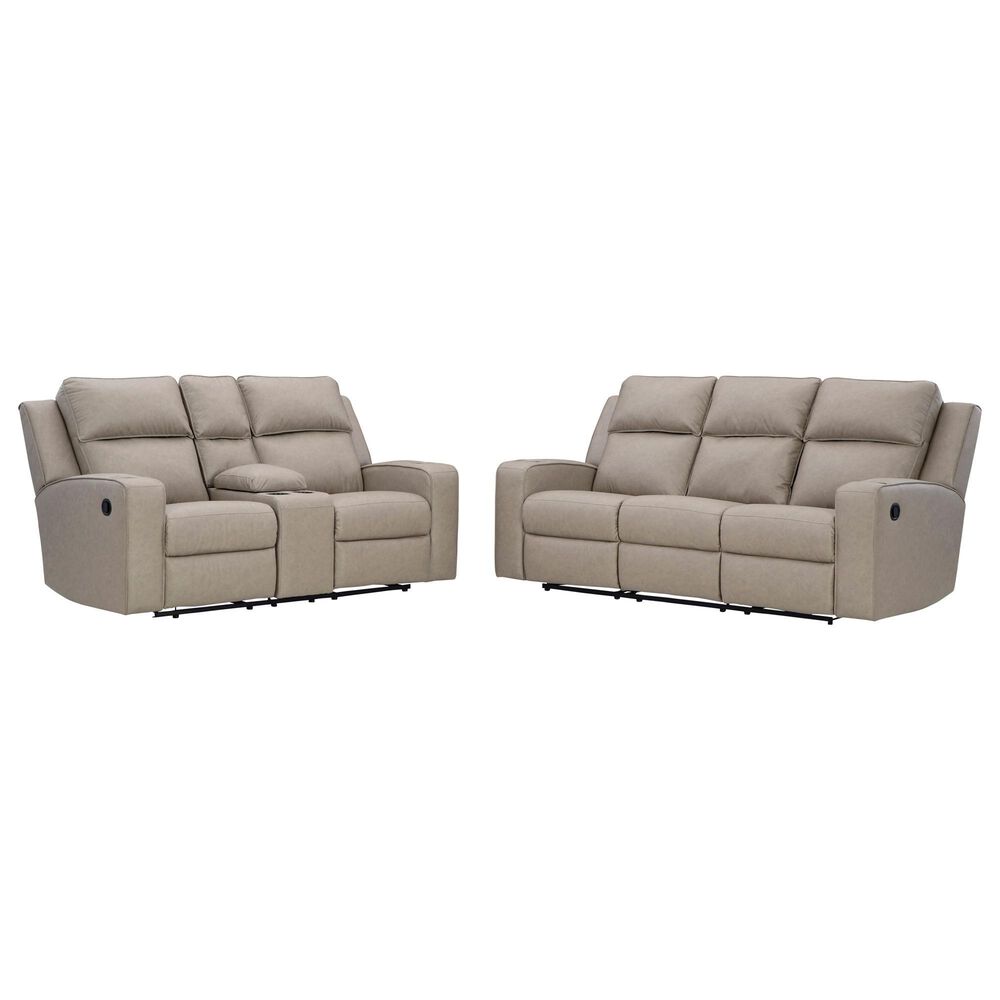 Ashley Lavenhorne Manual Reclining Sofa and Loveseat Set in Pebble, , large