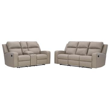 Ashley Lavenhorne Manual Reclining Sofa and Loveseat Set in Pebble, , large