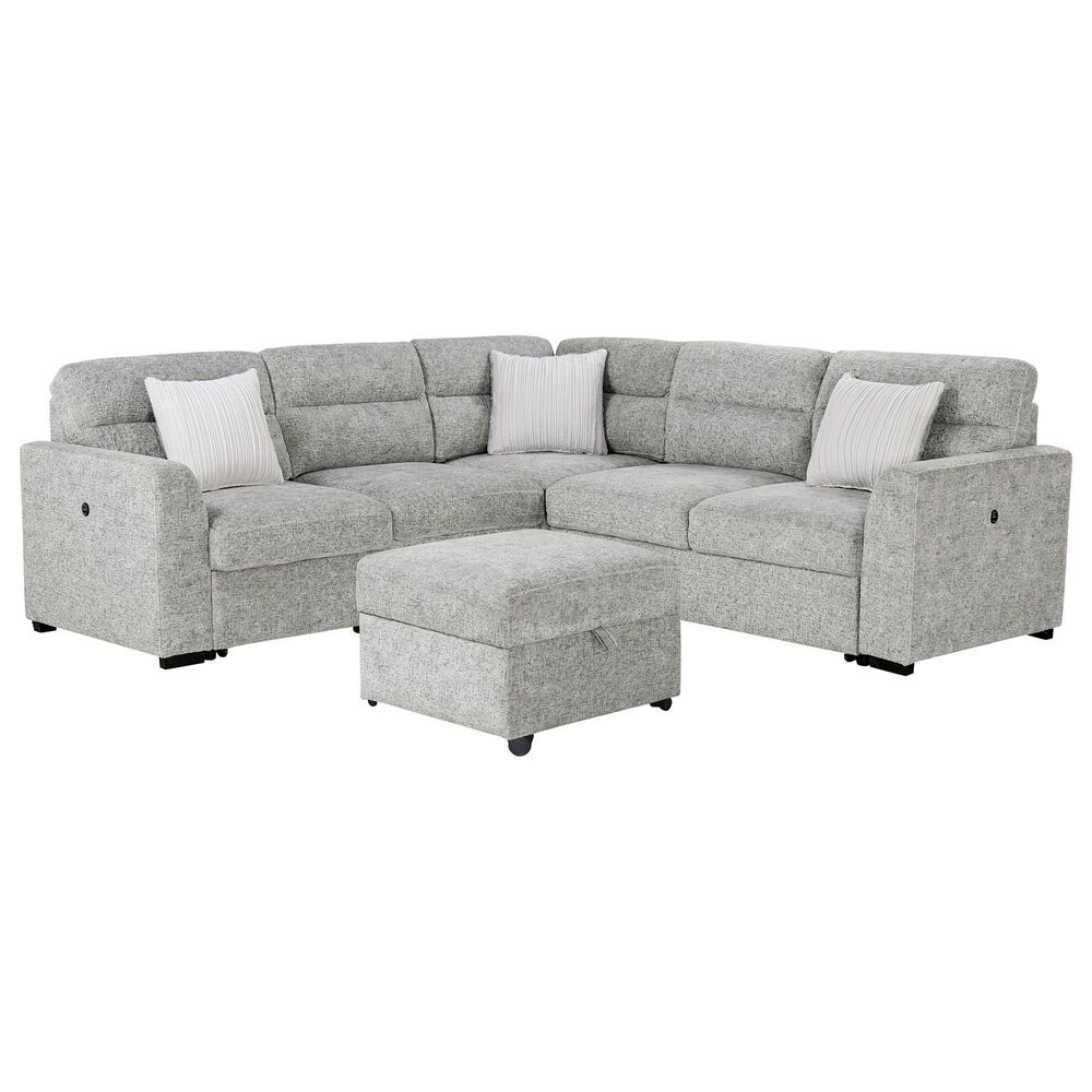 Global Furniture USA Walker 6-Piece Convertible Sectional in Nickel, , large