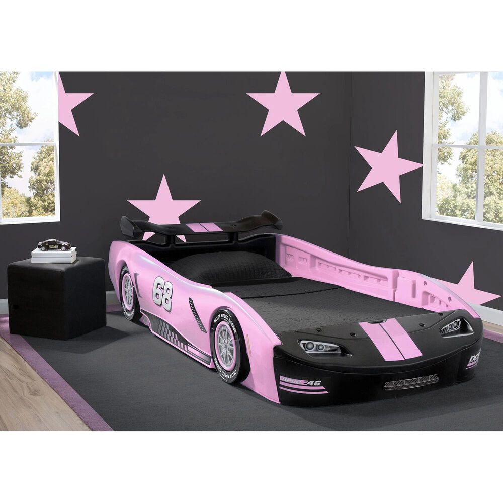 Furniture of America Meera Pink Twin Race Car Bed IDF-7642 - The Home Depot