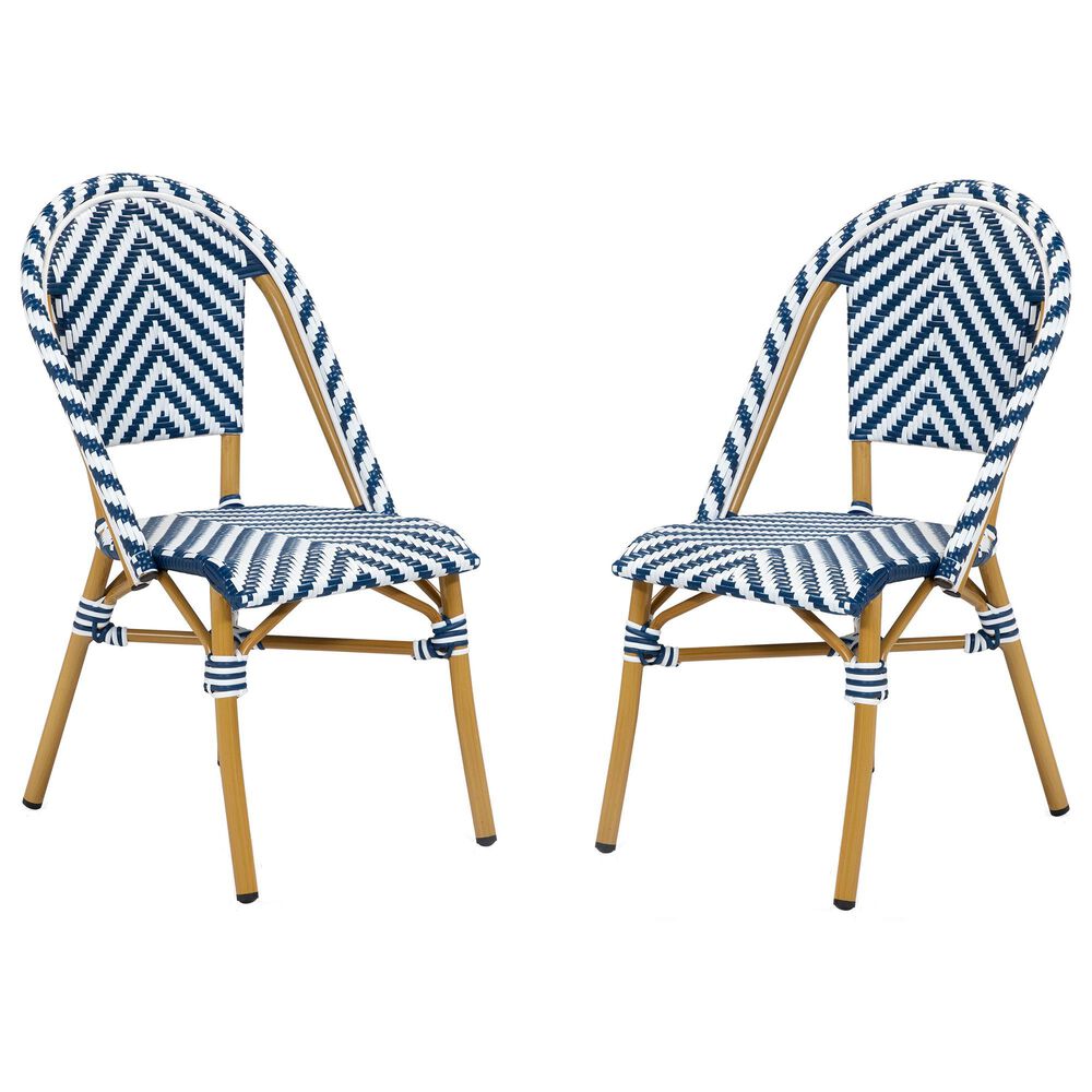 Furniture of America Lam Patio Dining Chair in Blue/White (Set of 2), , large