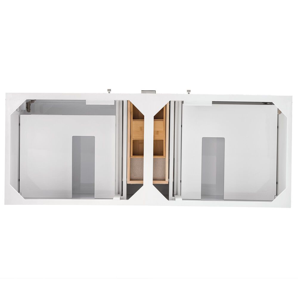 James Martin Vanities Addison 60&quot; Double Bathroom Vanity in Glossy White with 3 cm White Zeus Quartz Top and Rectangular Sinks, , large