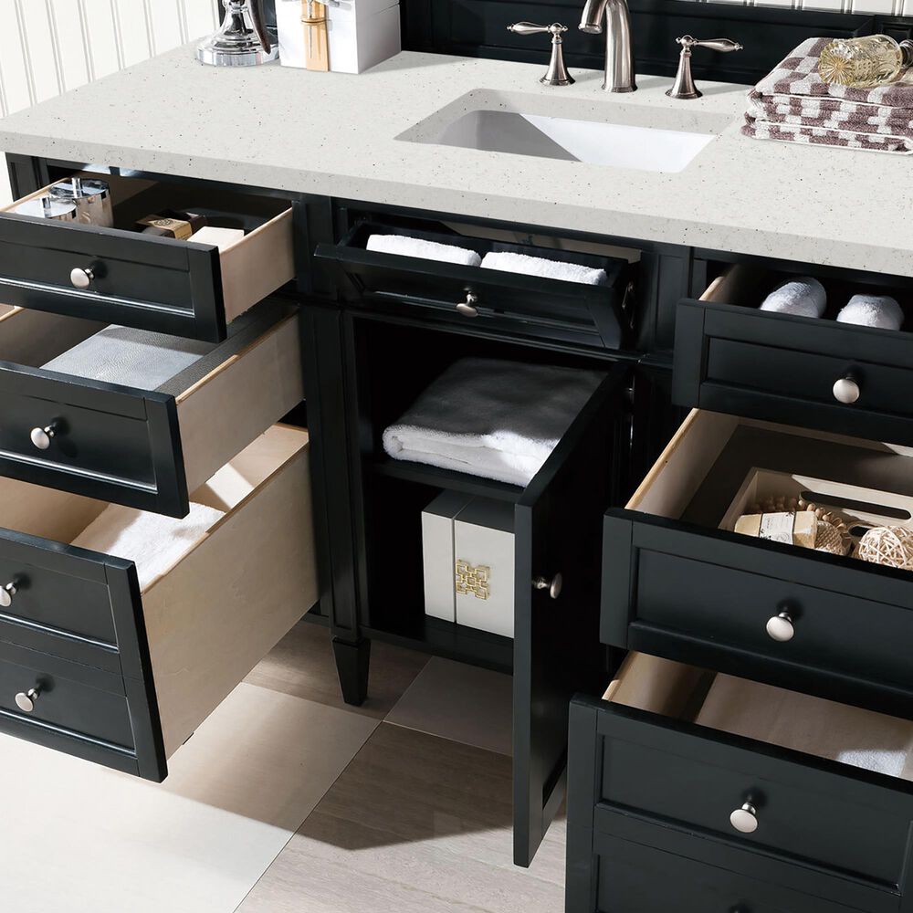 James Martin Vanities Brittany 60&quot; Single Bathroom Vanity in Black Onyx with 3 cm Lime Delight Quartz Top and Rectangular Sink, , large