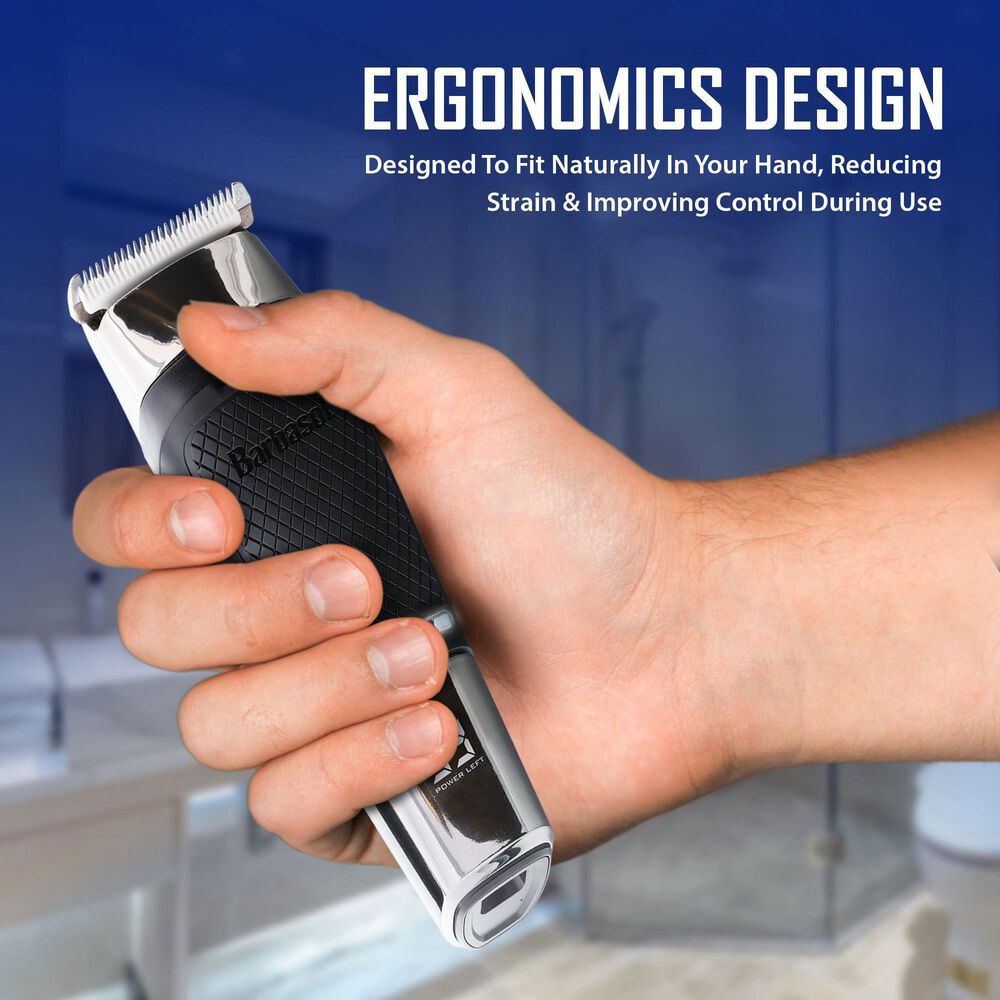 Barbosal Cordless Rechargeable Trimmer with Turbo in Black and Silver, , large