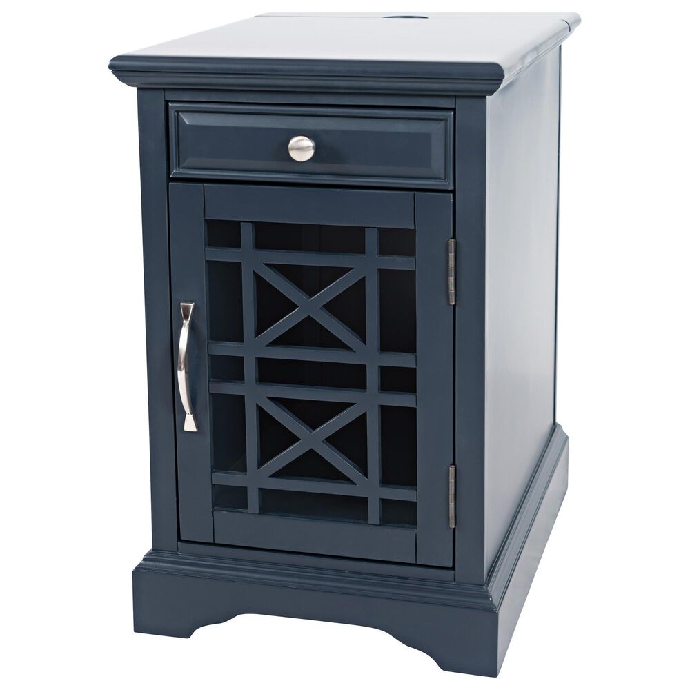 Waltham Craftsman Power Chairside Table in Navy Blue, , large