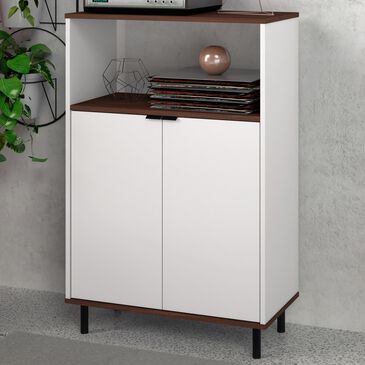 Dayton Mosholu 3-Shelf Accent Cabinet in White/Nut Brown, , large