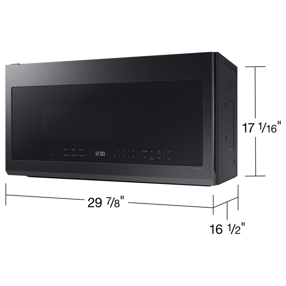 Samsung Bespoke 2.1 Cu. Ft. Smart Over-The-Range Microwave with Auto-Dimming Glass Touch Controls and LED Display in Matte Black Steel, , large