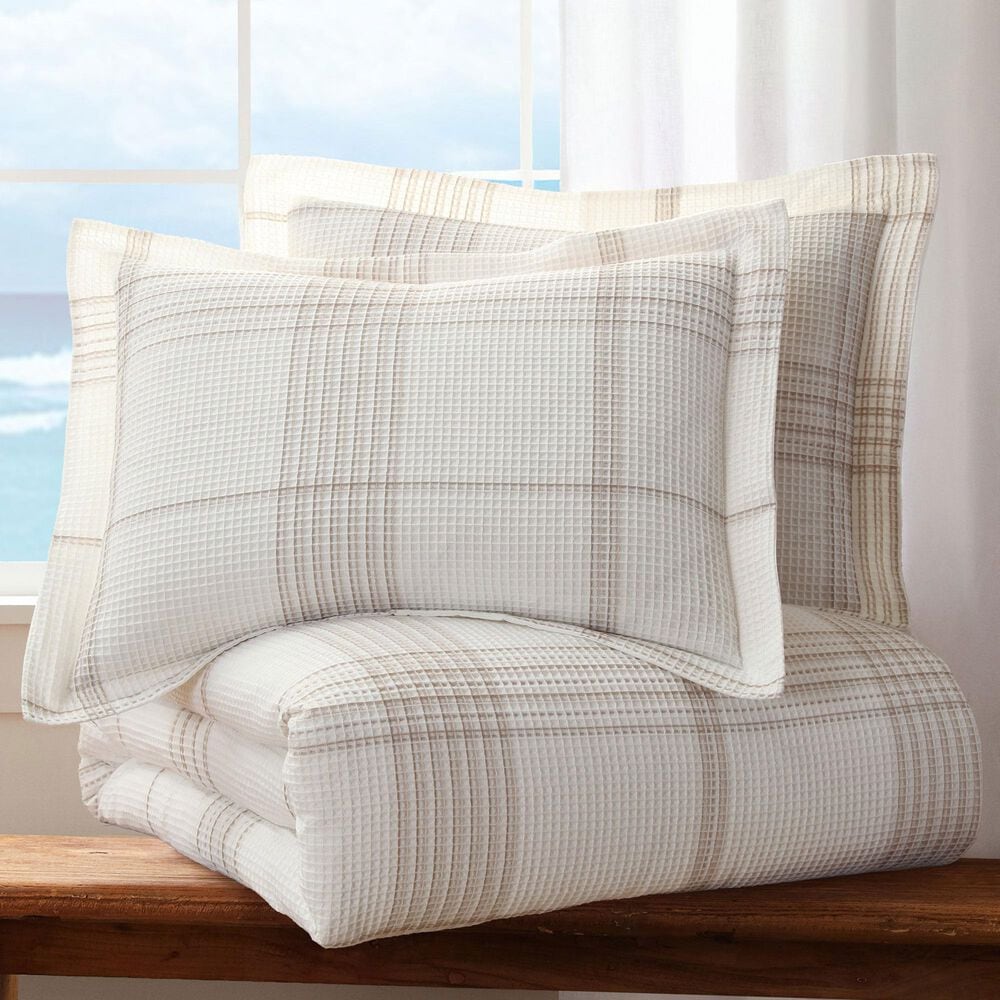 Levtex Waffle Plaid 3-Piece King/California King Comforter Set in Taupe and Cream, , large