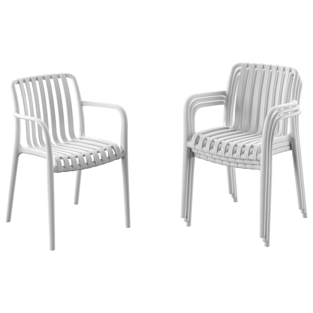 International Home Miami Curazao Outdoor Stackable Dining Chair in White (Set of 4), , large