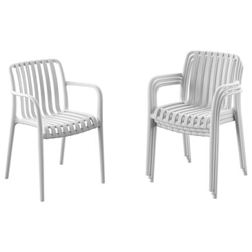 International Home Miami Curazao Outdoor Stackable Dining Chair in White (Set of 4), , large