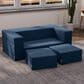 Jaxx Zipline 3-Piece Stationary Convertible Sleeper Loveseat in Indigo Velvet, , large