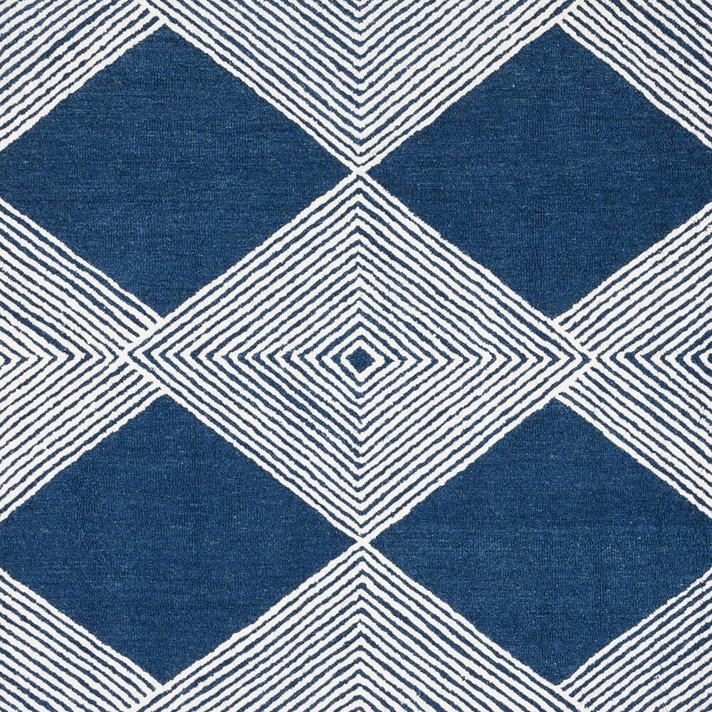 Safavieh Micro-Loop MLP618N 5&#39; x 8&#39; Navy and Ivory Area Rug, , large