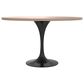 Leisuremod LeisureMod Verve Collection 48 Round Dining Table, Black Base with Light Natural Wood MDF Top, , large